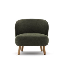 Load image into Gallery viewer, Ulit armchair in green chenille with solid beech wood legs in a natural finish - image 7