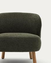 Load image into Gallery viewer, Ulit armchair in green chenille with solid beech wood legs in a natural finish - image 11
