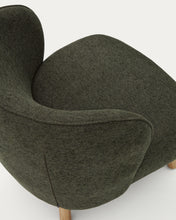 Load image into Gallery viewer, Ulit armchair in green chenille with solid beech wood legs in a natural finish - image 13
