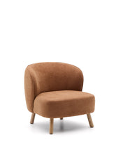Load image into Gallery viewer, Ulit armchair in terracotta chenille with solid beech wood legs in a natural finish - image 2