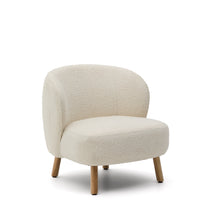 Load image into Gallery viewer, Ulit armchair in white bouclé with solid beech wood legs in a natural finish