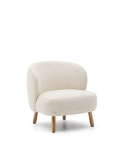 Load image into Gallery viewer, Ulit armchair in white bouclé with solid beech wood legs in a natural finish - image 2