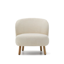 Load image into Gallery viewer, Ulit armchair in white bouclé with solid beech wood legs in a natural finish - image 3