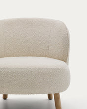 Load image into Gallery viewer, Ulit armchair in white bouclé with solid beech wood legs in a natural finish - image 10
