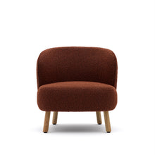 Load image into Gallery viewer, Ulit armchair in terracotta bouclé with solid beech wood legs in a natural finish - image 7