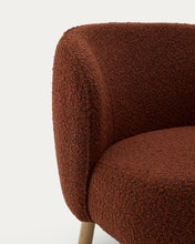 Load image into Gallery viewer, Ulit armchair in terracotta bouclé with solid beech wood legs in a natural finish - image 12