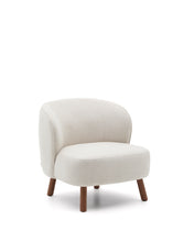 Load image into Gallery viewer, Ulit armchair in beige chenille with solid ash wood legs with walnut finish