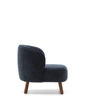 Load image into Gallery viewer, Ulit armchair in blue-grey chenille with solid ash wood legs with walnut finish - image 2