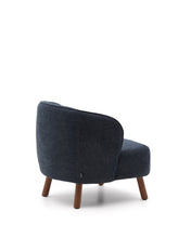 Load image into Gallery viewer, Ulit armchair in blue-grey chenille with solid ash wood legs with walnut finish - image 3