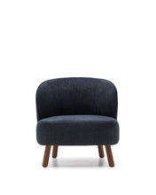 Load image into Gallery viewer, Ulit armchair in blue-grey chenille with solid ash wood legs with walnut finish - image 4