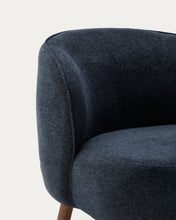 Load image into Gallery viewer, Ulit armchair in blue-grey chenille with solid ash wood legs with walnut finish - image 6