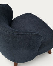 Load image into Gallery viewer, Ulit armchair in blue-grey chenille with solid ash wood legs with walnut finish - image 7