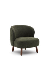 Load image into Gallery viewer, Ulit armchair in green chenille with solid ash wood legs with walnut finish