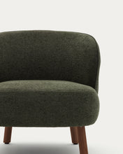 Load image into Gallery viewer, Ulit armchair in green chenille with solid ash wood legs with walnut finish - image 5