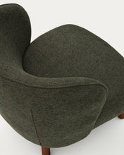 Load image into Gallery viewer, Ulit armchair in green chenille with solid ash wood legs with walnut finish - image 7