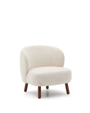 Load image into Gallery viewer, Ulit armchair in white bouclé with solid ash wood legs in a walnut finish
