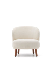 Load image into Gallery viewer, Ulit armchair in white bouclé with solid ash wood legs in a walnut finish - image 4
