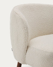Load image into Gallery viewer, Ulit armchair in white bouclé with solid ash wood legs in a walnut finish - image 6