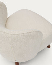 Load image into Gallery viewer, Ulit armchair in white bouclé with solid ash wood legs in a walnut finish - image 7