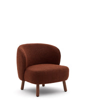 Load image into Gallery viewer, Ulit armchair in terracotta bouclé with solid ash wood legs in a walnut finish