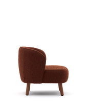 Load image into Gallery viewer, Ulit armchair in terracotta bouclé with solid ash wood legs in a walnut finish - image 2