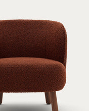 Load image into Gallery viewer, Ulit armchair in terracotta bouclé with solid ash wood legs in a walnut finish - image 5
