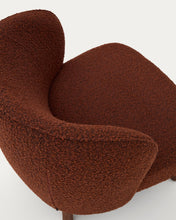 Load image into Gallery viewer, Ulit armchair in terracotta bouclé with solid ash wood legs in a walnut finish - image 7