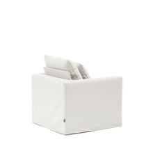 Load image into Gallery viewer, Nora armchair with removable cover with linen and cotton cushion in ecru 92cm - image 5