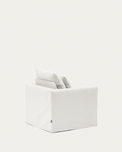 Load image into Gallery viewer, Nora armchair with removable cover with linen and cotton cushion in ecru 92cm - image 6