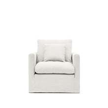Load image into Gallery viewer, Nora armchair with removable cover with linen and cotton cushion in ecru 92cm - image 7