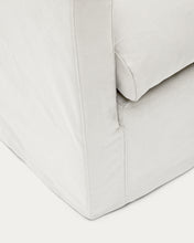 Load image into Gallery viewer, Nora armchair with removable cover with linen and cotton cushion in ecru 92cm - image 11