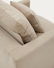 Load image into Gallery viewer, Nora armchair with removable cover with linen and cotton cushion in taupe 92cm - image 10
