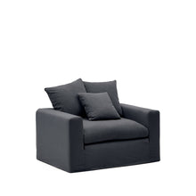 Load image into Gallery viewer, Nora armchair with removable cover with linen and cotton cushion in anthracite grey 140cm - image 3