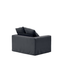 Load image into Gallery viewer, Nora armchair with removable cover with linen and cotton cushion in anthracite grey 140cm - image 5