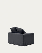 Load image into Gallery viewer, Nora armchair with removable cover with linen and cotton cushion in anthracite grey 140cm - image 6