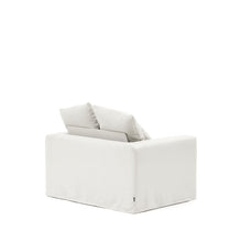 Load image into Gallery viewer, Nora armchair with removable cover with linen and cotton cushion in ecru 140cm - image 5