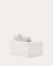 Load image into Gallery viewer, Nora armchair with removable cover with linen and cotton cushion in ecru 140cm - image 6
