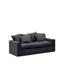 Load image into Gallery viewer, Nora 3-seater sofa with removable cover with linen and cotton cushions in anthracite grey 240cm - image 3