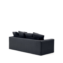 Load image into Gallery viewer, Nora 3-seater sofa with removable cover with linen and cotton cushions in anthracite grey 240cm - image 5