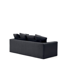 Load image into Gallery viewer, Nora 3-seater sofa with removable cover with linen and cotton cushions in anthracite grey 240cm - image 6