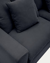 Load image into Gallery viewer, Nora 3-seater sofa with removable cover with linen and cotton cushions in anthracite grey 240cm - image 8