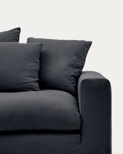 Load image into Gallery viewer, Nora 3-seater sofa with removable cover with linen and cotton cushions in anthracite grey 240cm - image 9