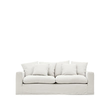 Load image into Gallery viewer, Nora 3-seater sofa with removable cover with linen and cotton cushions in ecru 240cm