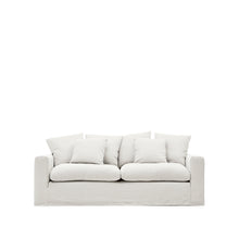 Load image into Gallery viewer, Nora 3-seater sofa with removable cover with linen and cotton cushions in ecru 240cm - image 2
