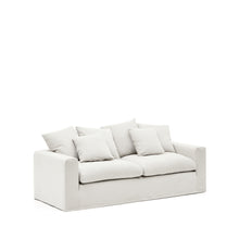 Load image into Gallery viewer, Nora 3-seater sofa with removable cover with linen and cotton cushions in ecru 240cm - image 3