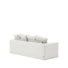 Load image into Gallery viewer, Nora 3-seater sofa with removable cover with linen and cotton cushions in ecru 240cm - image 5