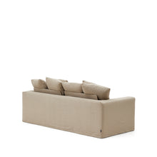 Load image into Gallery viewer, Nora 3-seater sofa with removable cover with linen and cotton cushions in taupe 240cm - image 5