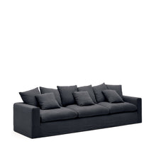 Load image into Gallery viewer, Nora 4-seater sofa with removable cover with linen and cotton cushions in anthracite grey 340cm - image 3