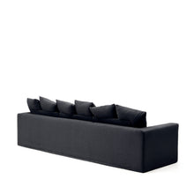 Load image into Gallery viewer, Nora 4-seater sofa with removable cover with linen and cotton cushions in anthracite grey 340cm - image 6