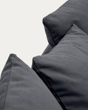 Load image into Gallery viewer, Nora 4-seater sofa with removable cover with linen and cotton cushions in anthracite grey 340cm - image 11